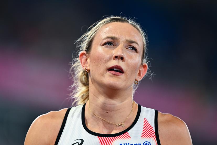 Belgian Paulien Couckuyt reacts after the women's 400m  on the third day of the European Athletics Championships (August 10-18) in Birmingham, United Kingdom, on Wednesday 12 August 2026. BELGA PHOTO ERIC LALMAND