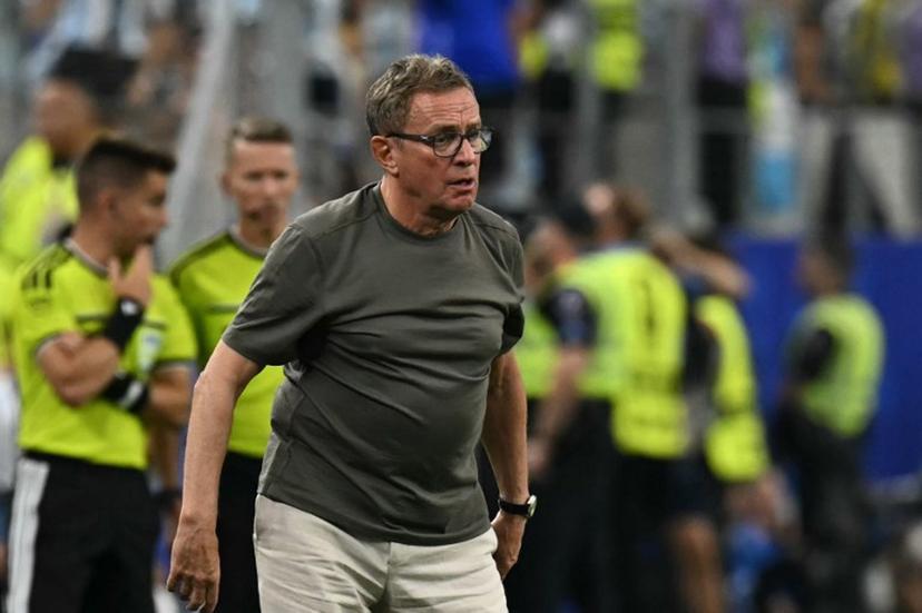 Austria's German head coach Ralf Rangnick reacts during the 2026 World Cup Group J football match between Argentina and Austria at the Dallas Stadium in Arlington on June 22, 2026.   Paul ELLIS / AFP