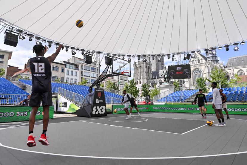 Illustration picture shows a preview at the upcoming FIBA 3x3 Basket World Cup 2022, in Antwerp, Monday 20 June 2022. The FIBA 3x3 Basket World Cup 2022 will take place from 21 to 26 June in Antwerp. BELGA PHOTO DIRK WAEM