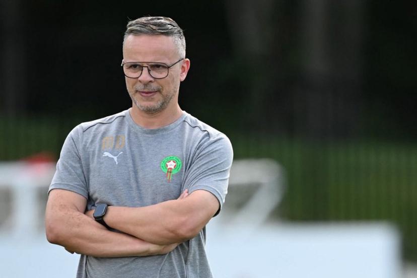 Morocco's head coach Mohamed Ouahbi takes part in a training session at The Pingry School in Basking Ridge, New Jersey on June 21, 2026, during the 2026 World Cup football tournament.  Mauro PIMENTEL / AFP