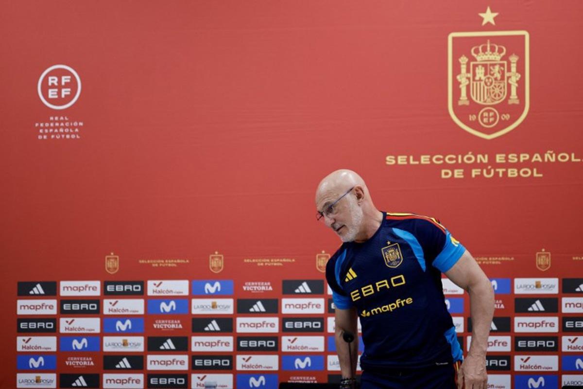 Spain's coach Luis de la Fuente attends a press conference ahead of the friendly football match against Iraq and ahead of the FIFA World Cup 2026 at the Ciudad del Futbol in Las Rozas, outside Madrid, on June 3, 2026.  Oscar DEL POZO / AFP