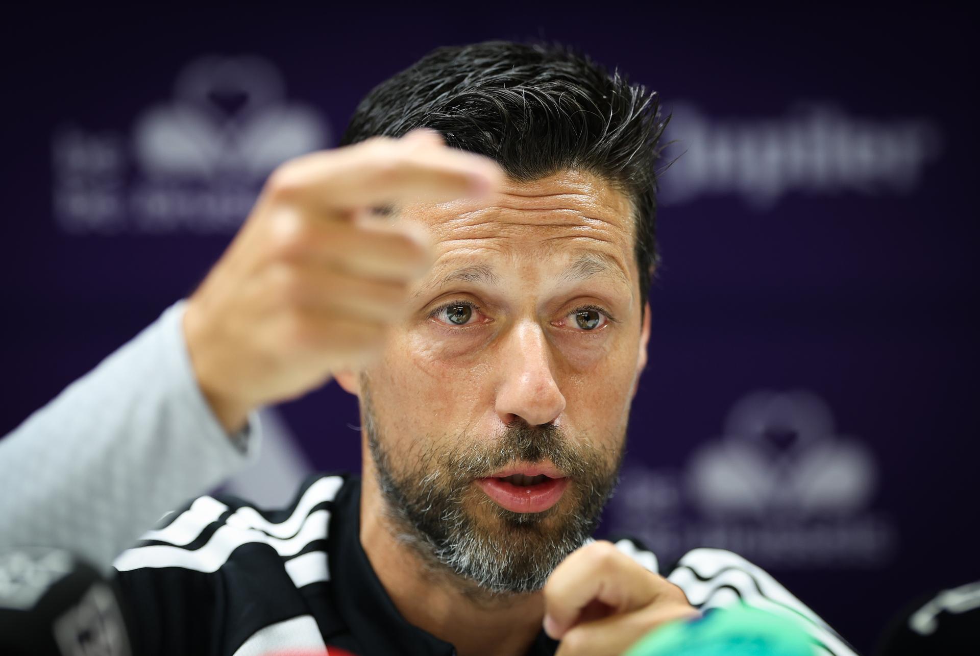 Anderlecht's head coach Vitor Bruno gestures during a press conference of Belgian first division soccer team RSC Anderlecht to present their new coach, on Thursday 25 June 2026 in Anderlecht, in preparation of the upcoming 2026-2027 Belgian first division soccer season. BELGA PHOTO VIRGINIE LEFOUR
