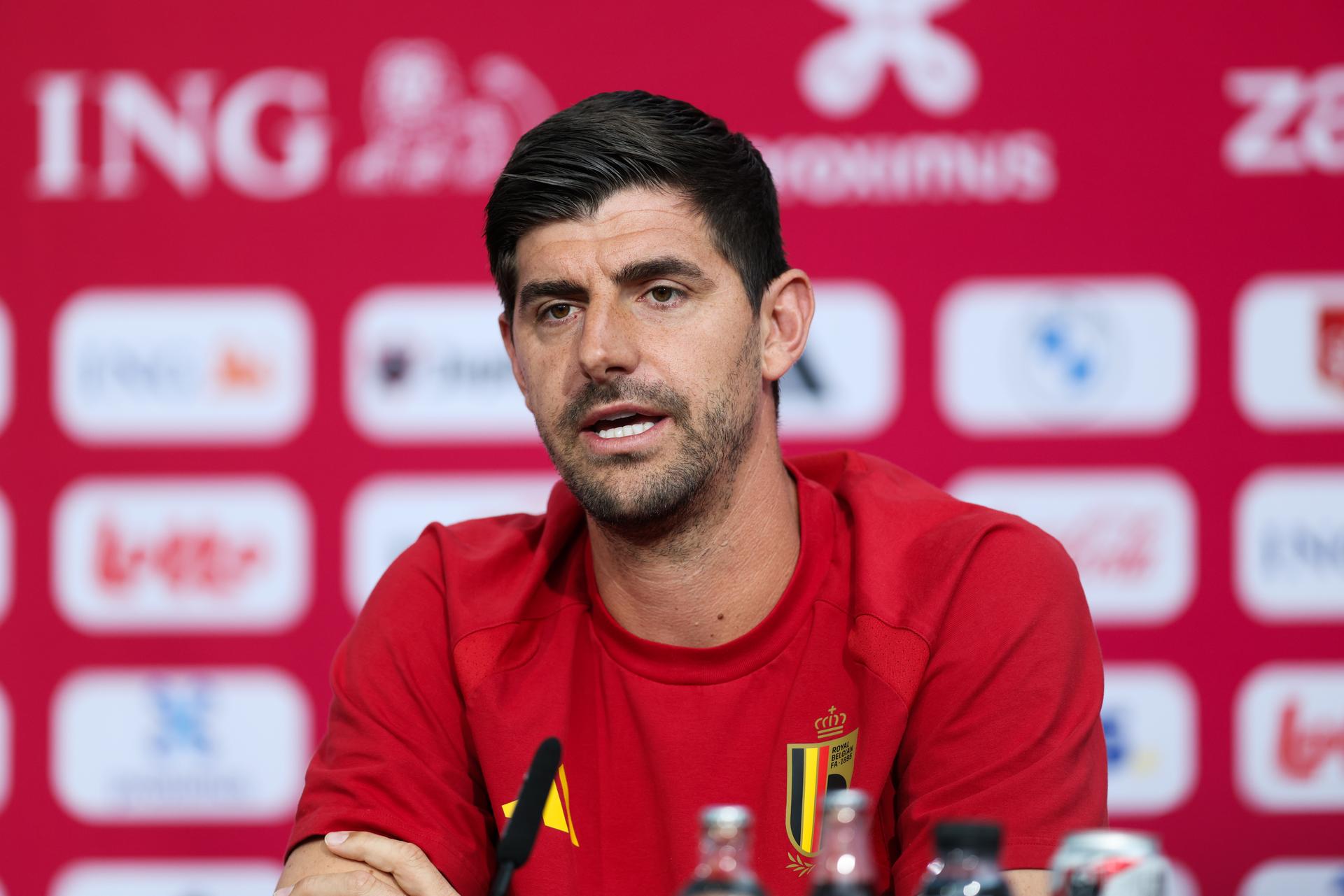 Belgium's goalkeeper Thibaut Courtois pictured during a press conference of Belgian national soccer team Red Devils in their base camp, home of the Seattle Sounders, Renton, Seattle, USA, on Friday 19 June 2026. The Red Devils prepare for their next game in the group stage of the 2026 FIFA World Cup. BELGA PHOTO BRUNO FAHY