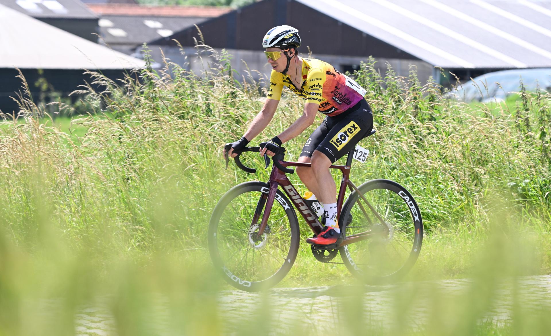 Belgian Gianni Marchand of Tarteletto - Isorex pictured in action during the men's elite race of the Belgian Championships cycling, 220 km, from Sint-Lievens-Houtem to Zottegem, on Sunday 23 June 2024. BELGA PHOTO POOL TOM GOYVAERTS