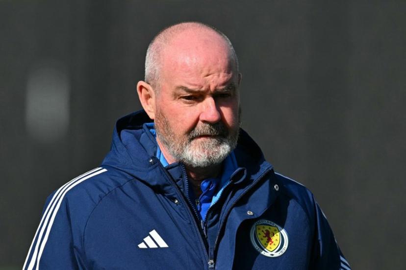 Scotland's head coach Steve Clarke looks on during a team training session at Hampden Park, in Glasgow, on March 27, 2026, on the eve of their international friendly football match against Japan.  ANDY BUCHANAN / AFP