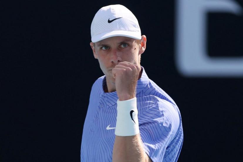 Canada's Denis Shapovalov reacts after a point against Croatia's Marin Cilic during their men's singles match on day five of the Australian Open tennis tournament in Melbourne on January 22, 2026.  IZHAR KHAN / AFP