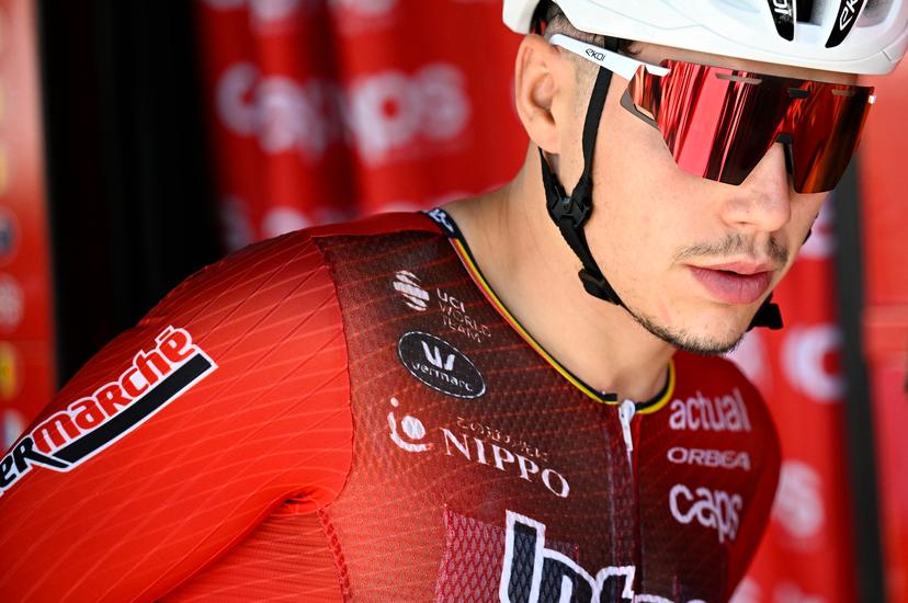 Belgian Arnaud De Lie of Lotto Intermarche pictured at the start of the second stage of the 2026 Tour de France cycling race, a stage of 182km from Tarragona to Barcelona, Sunday 05 July 2026. The 113th edition of the Tour de France starts on Saturday 4 July in Barcelona, Spain, and will finish in Paris, France on the 26th of July.  BELGA PHOTO JASPER JACOBS