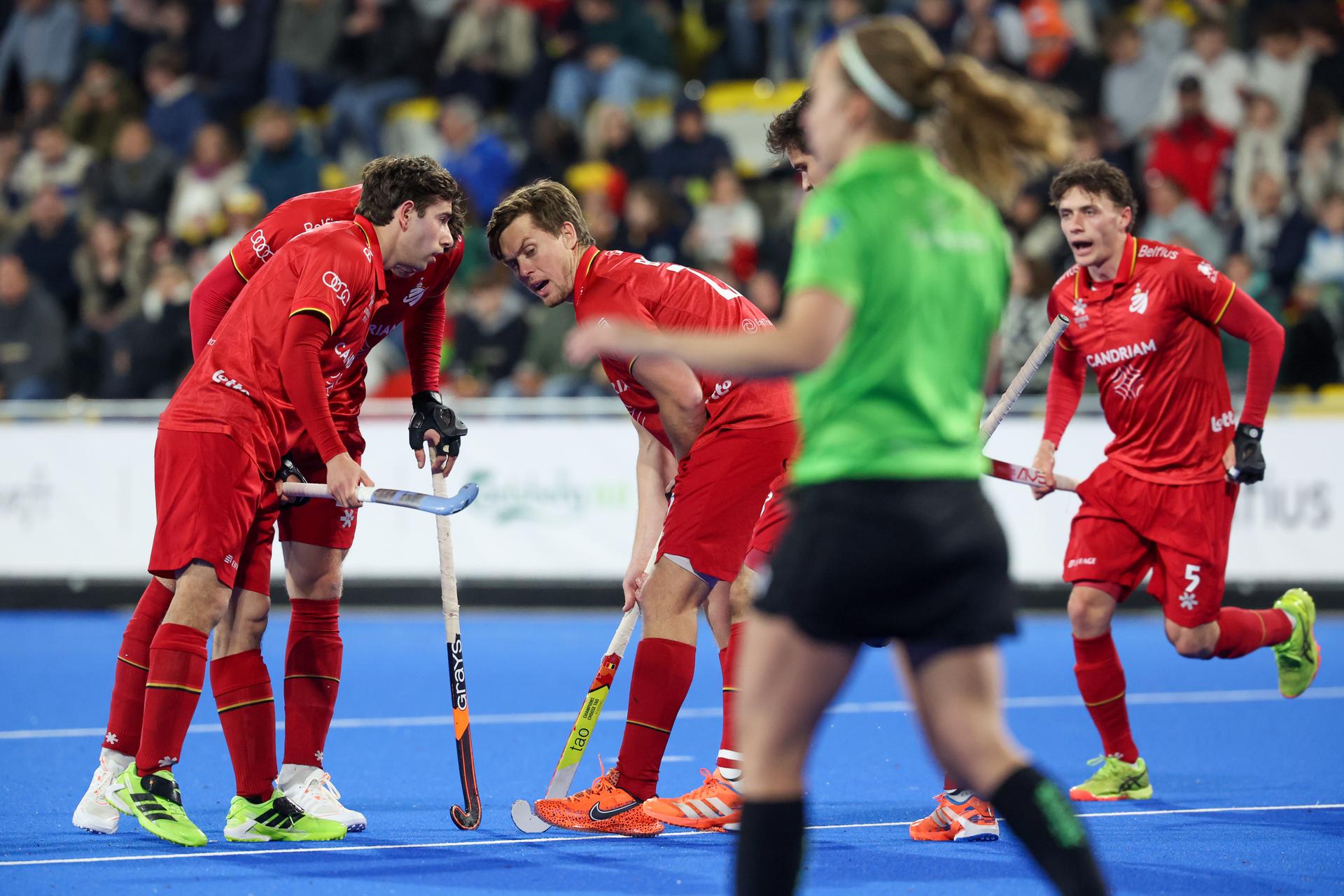 Belgium's Tom Boon pictured during a friendly game between Belgium national men team Red Lions and The Netherlands, at the new Belfius Arena, in Wavre, Wednesday 01 April 2026. The stadium is the first facility of its kind in Belgium to be entirely dedicated to field hockey and will host the FIH Hockey World Cup 2026. BELGA PHOTO VIRGINIE LEFOUR