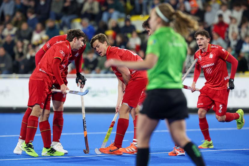Belgium's Tom Boon pictured during a friendly game between Belgium national men team Red Lions and The Netherlands, at the new Belfius Arena, in Wavre, Wednesday 01 April 2026. The stadium is the first facility of its kind in Belgium to be entirely dedicated to field hockey and will host the FIH Hockey World Cup 2026. BELGA PHOTO VIRGINIE LEFOUR