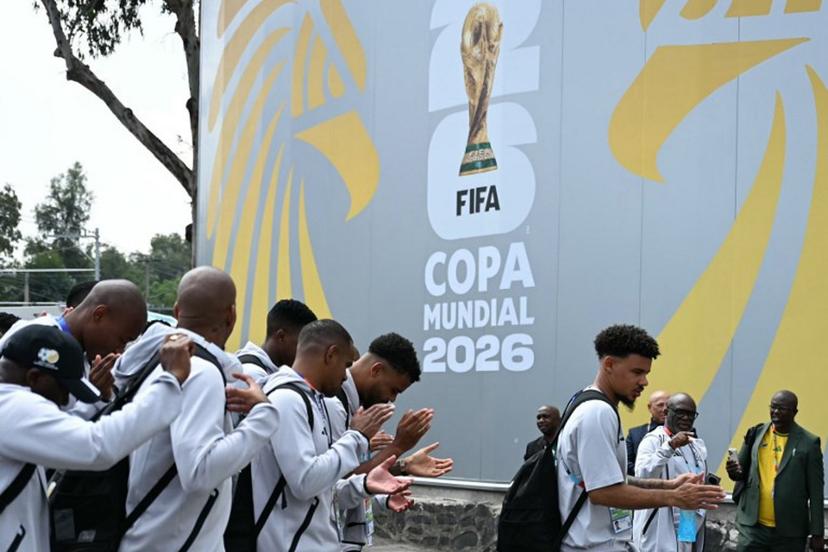 South Africa's players arrive to the stadium ahead of the 2026 World Cup Group A football match between Mexico and South Africa at the Mexico City Stadium in Mexico City on June 11, 2026.  YURI CORTEZ / AFP