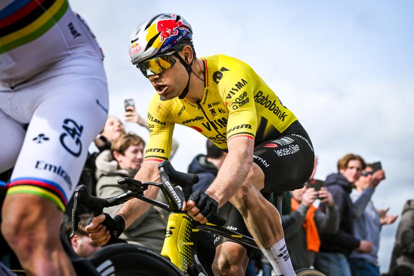 Belgian Wout van Aert of Team Visma-Lease a Bike pictured in action during the men's Paris-Roubaix cycling race, Sunday 12 April 2026, around Roubaix, France. The 123rd edition of Paris-Roubaix cycling races will take on Sunday, with the women riding 143,1 km the men riding 258,3 km on Sunday. BELGA PHOTO ELIAS ROM