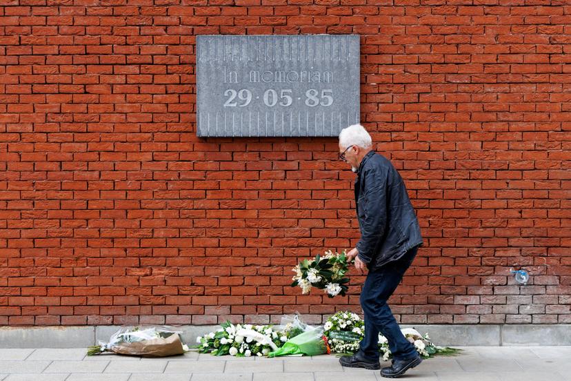 This picture is taken during a commemoration for the 1985 Heysel Stadium disaster in Brussels, Thursday 29 May 2025. On 29 May 1985, 39 persons died during clashes between supporters before the start of the European Cup final between Liverpool and Juventus. BELGA PHOTO NICOLAS MAETERLINCK