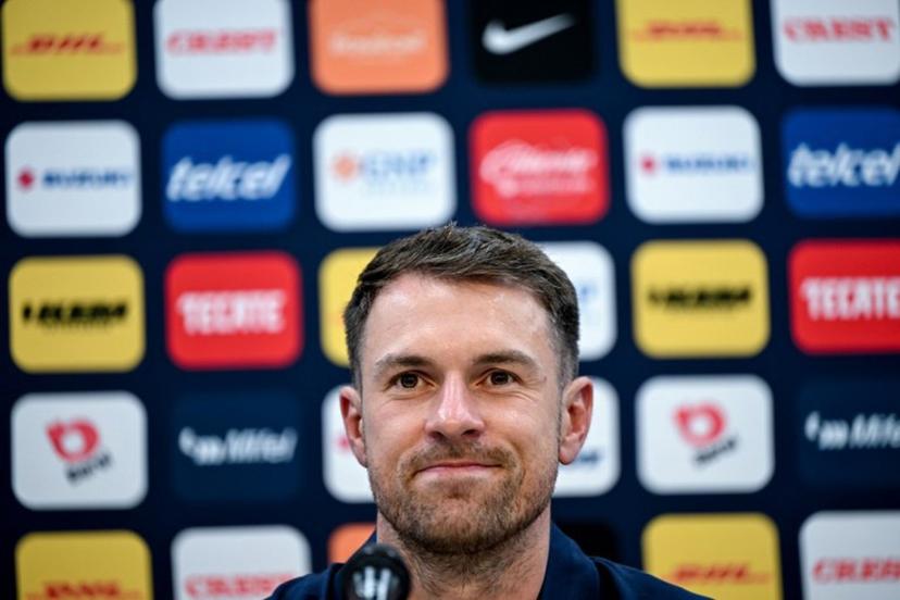 Pumas' Welsh midfielder Aaron Ramsey attends a press conference in Mexico City on July 3, 2025. Ramsey was introduced on July 3, 2025 as a new player of Pumas of the National Autonomous University of Mexico (UNAM) of Mexican football, starting from the Liga MX Apertura tournament that will begin on July 11.  Yuri CORTEZ / AFP