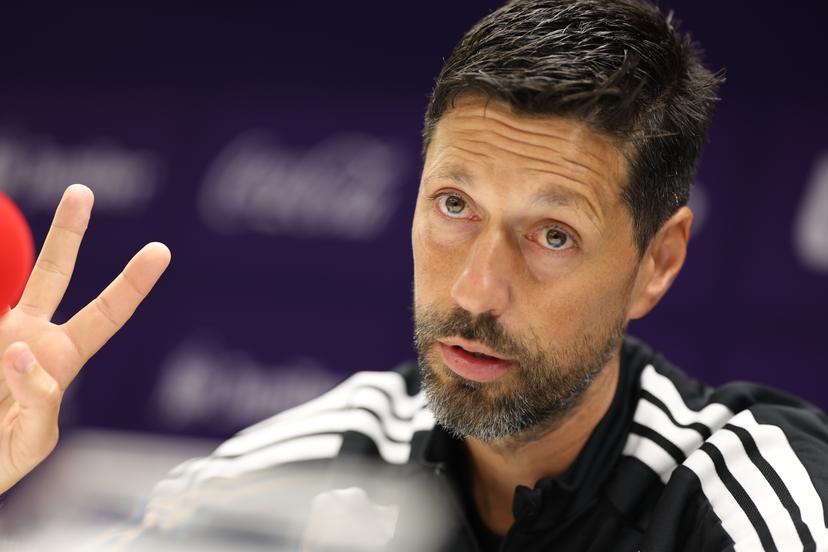 Anderlecht's head coach Vitor Bruno pictured during a press conference of Belgian soccer team RSC Anderlecht, Wednesday 26 August 2026 in Brussels, in preparations of the return leg of the play-off round for the UEFA Europa League phase, against Kazakh Kairat Almaty. BELGA PHOTO VIRGINIE LEFOUR