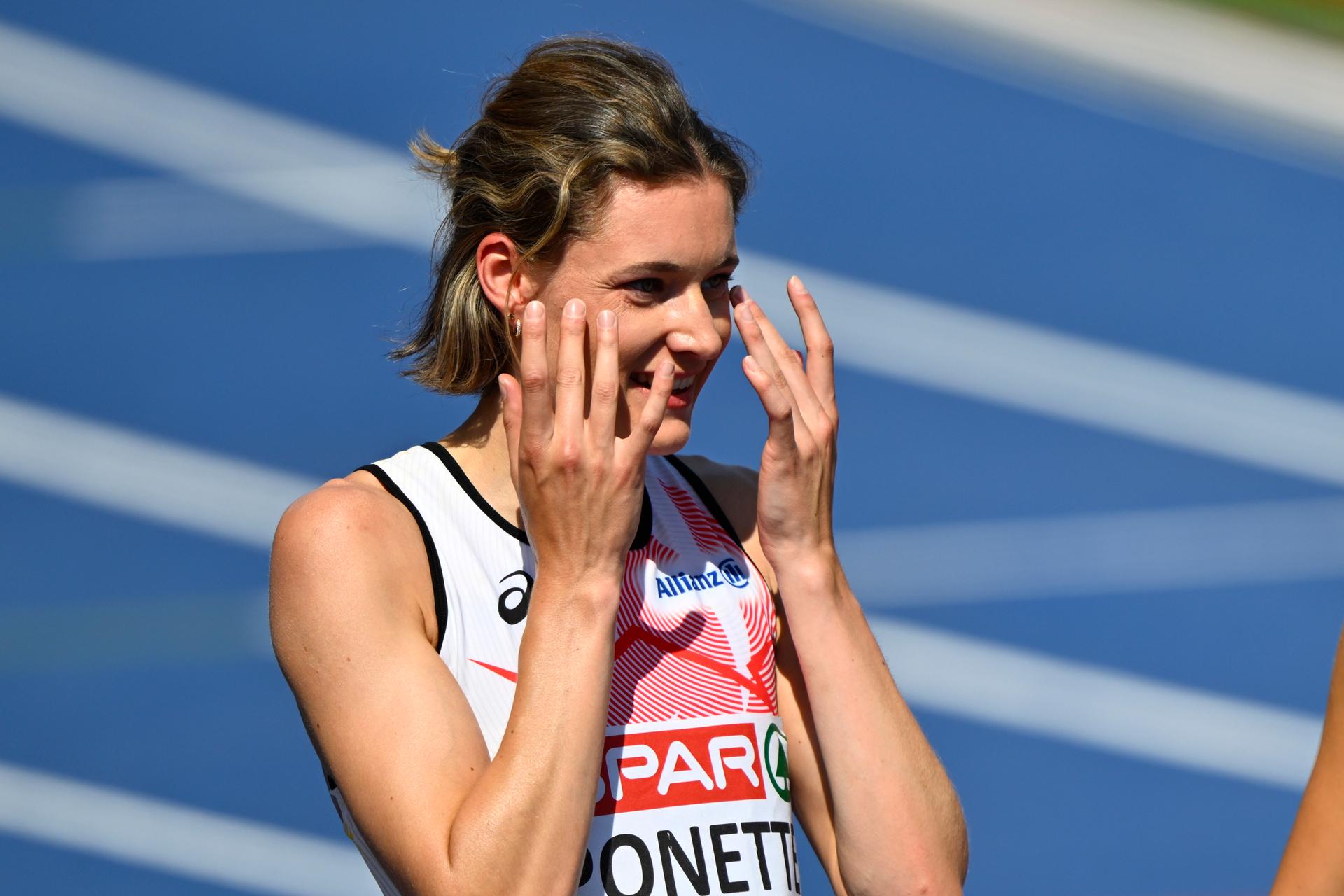 Belgium's Helena Ponette pictured in action during the semifinals of the women's 400m race on the fourth day of the European Athletics Championships (August 10-18) in Birmingham, United Kingdom, on Thursday 13 August 2026. BELGA PHOTO ERIC LALMAND