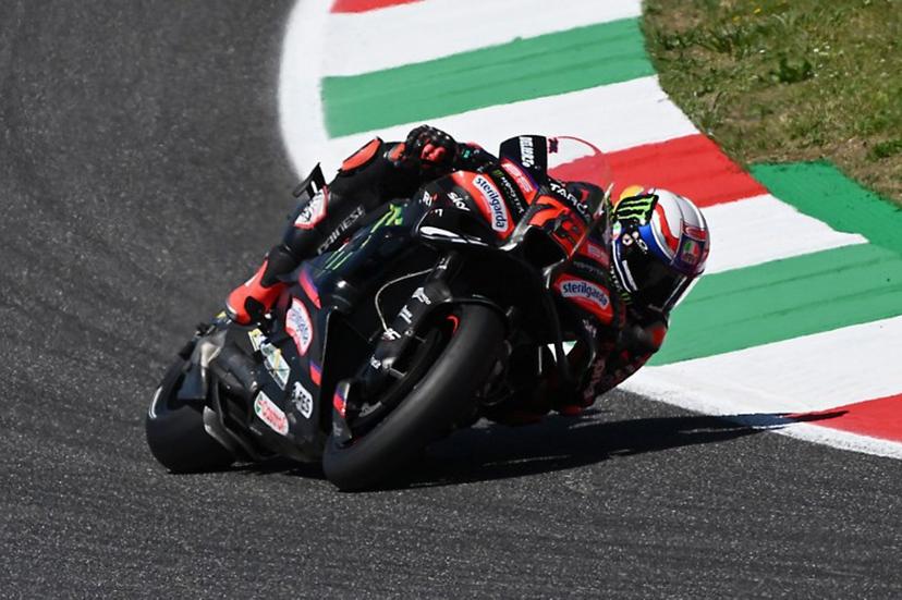 Aprilia Racing team's Italian MotoGP rider Marco Bezzecchi takes part in the Qualifying session for the Italian Moto GP Grand Prix at Mugello circuit, in Mugello, near Florence, on May 30, 2026.  Andreas SOLARO / AFP