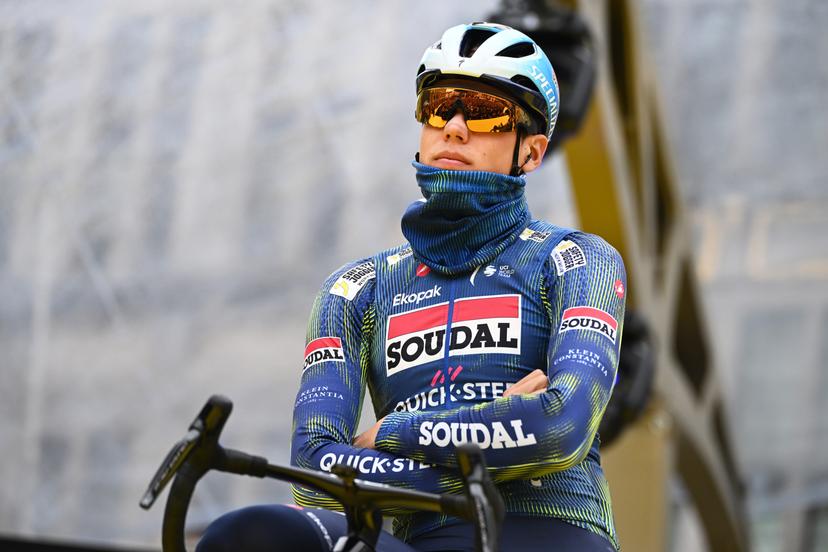 French Paul Magnier of Soudal Quick-Step pictured at the start of the men's race of the 'Ronde van Vlaanderen/ Tour des Flandres/ Tour of Flanders' UCI WorldTour one day cycling race, 278 km from Antwerp to Oudenaarde, Sunday 05 April 2026. BELGA PHOTO ELIAS ROM
