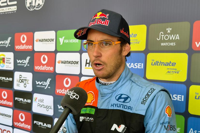 Thierry Neuville talks to the press at the Rally de Portugal event in Baltar, Portugal on Saturday 09 May 2026. BELGA PHOTO ERIC DUPAIN