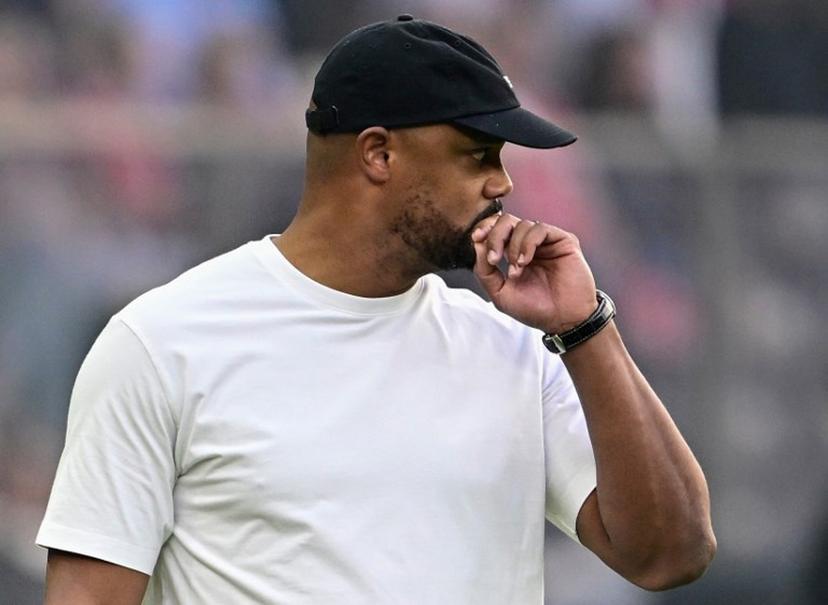 Bayern Munich's Belgian head coach Vincent Kompany reacts from the sidelines during the German Cup (DFB Pokal) final football match FC Bayern Munich v VfB Stuttgart at the Olympic Stadium in Berlin, on May 23, 2026.  Tobias SCHWARZ / AFP