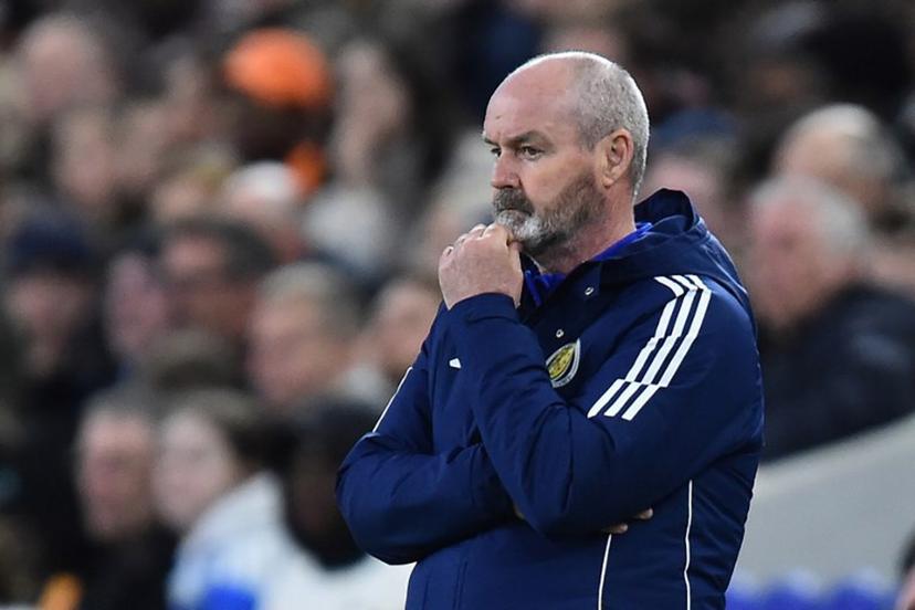 Scotland's head coach Steve Clarke looks on during the friendly international football match between Scotland and Ivory Coast at the Hill Dickinson Stadium in Liverpool, north west England on March 31, 2026.    PETER POWELL / AFP