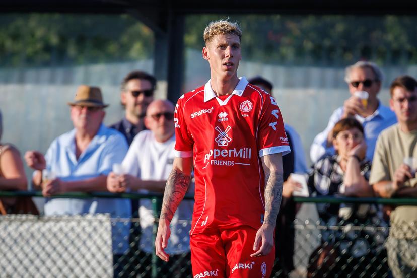 Kortrijk's new player Suf Podgoreanu pictured during a friendly soccer game between first provincial division soccer team KFC Marke and first division KV Kortrijk, on Wednesday 17 June 2026 in Marke, in preparation of the upcoming 2026-2027 Belgian first division soccer season. BELGA PHOTO KURT DESPLENTER