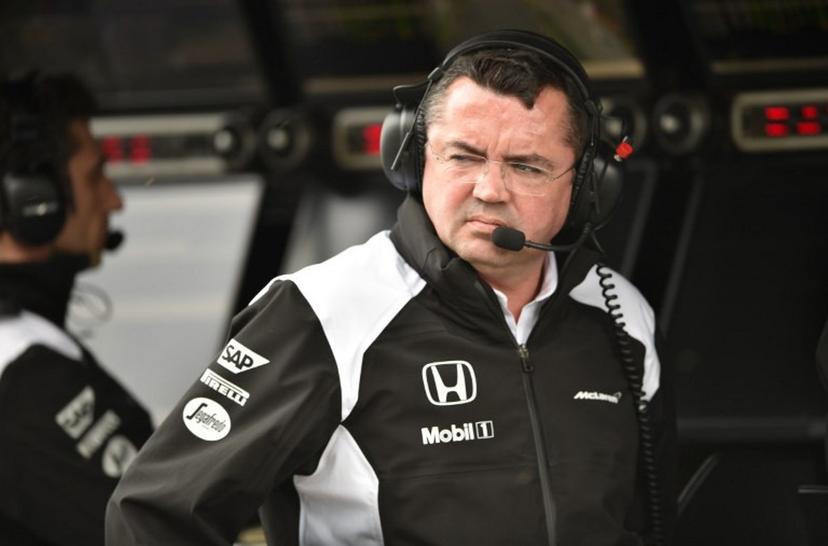 McLaren Honda's Team Chief Eric Boullier looks into the garage during the first practice session of the Formula One Australian Grand Prix in Melbourne on March 18, 2016.  PETER PARKS / AFP