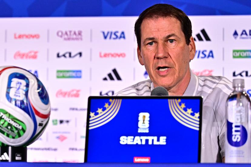 Belgium's head coach Rudi Garcia pictured during a press conference of Belgian national soccer team Red Devils, at the basecamp in Seattle, USA on Sunday 14 June 2026, ahead of their first game tomorrow against Egypt at the FIFA World Cup 2026. BELGA PHOTO DIRK WAEM