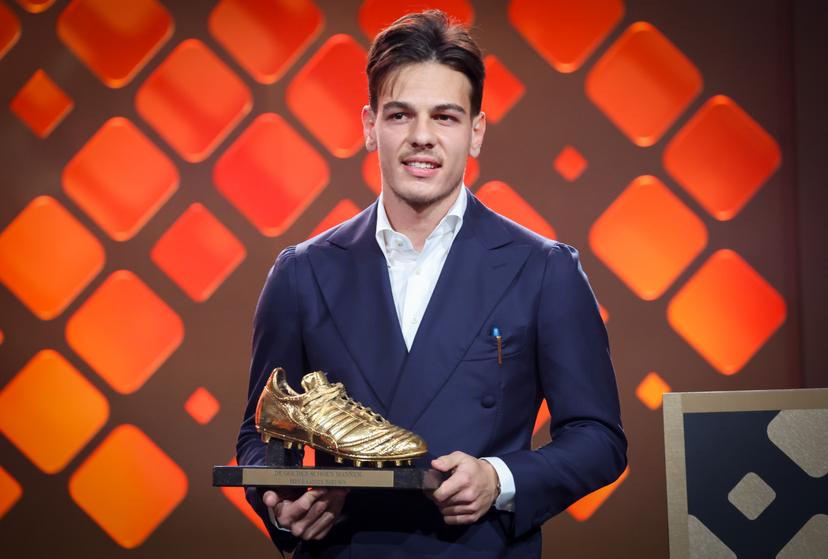 Former Club Brugge player Ardon Jashari  wins the 'Golden Shoe' during the 72nd edition of the 'Golden Shoe' award ceremony, in Middelkerke, Sunday 11 January 2026. The Golden Shoe (Gouden Schoen / Soulier d'Or) is an award for the best soccer player of the Belgian Jupiler Pro League championship during the calendar year 2025. BELGA PHOTO KURT DESPLENTER