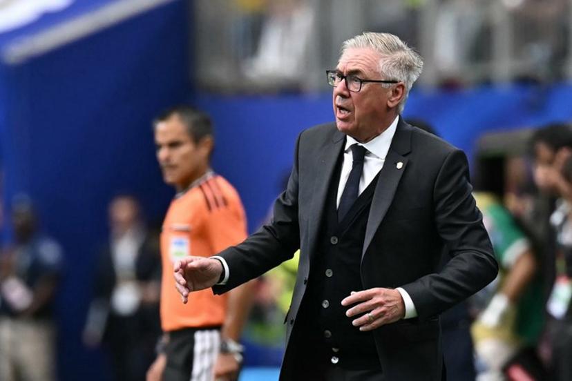 Brazil's Italian head coach Carlo Ancelotti reacts  during the 2026 World Cup round of 32 football match between Brazil and Japan at the Houston Stadium in Houston on June 29, 2026.   Paul ELLIS / AFP