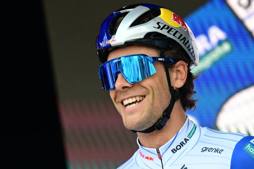 Belgium's Arne Marit of Red Bull-BORA-hansgrohe pictured during the team presentation at the start of the 78th edition of the men elite race of the Kuurne-Brussels-Kuurne one day cycling race, 195 km from Kuurne to Kuurne via Brussels, Sunday 01 March 2026.  BELGA PHOTO DIRK WAEM