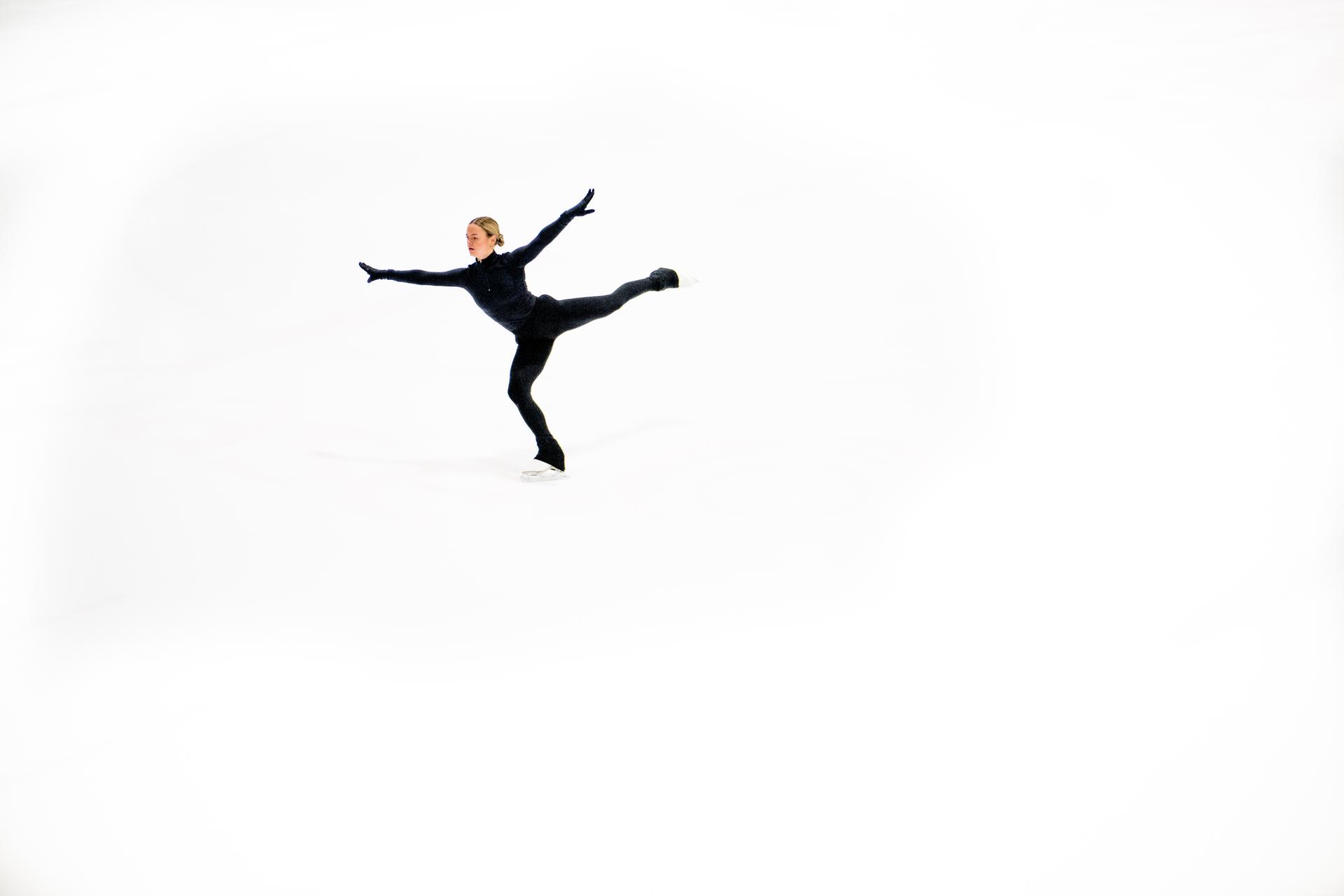 Belgian figure skater Loena Hendrickx pictured in action during a figure skating training session on Monday 27 January 2025 in Antwerp. BELGA PHOTO JASPER JACOBS