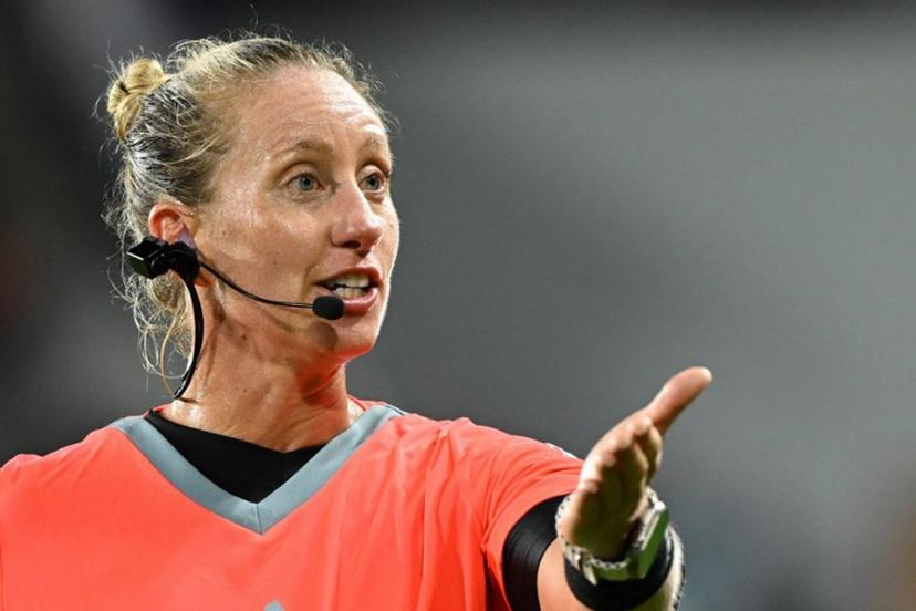 US referee Tori Penso gestures during the FIFA Club World Cup 2025 Group G football match between Italy's Juventus and UAE's Al Ain FC at the Audi Field stadium Washington, DC, on June 18, 2025.  ROBERTO SCHMIDT / AFP