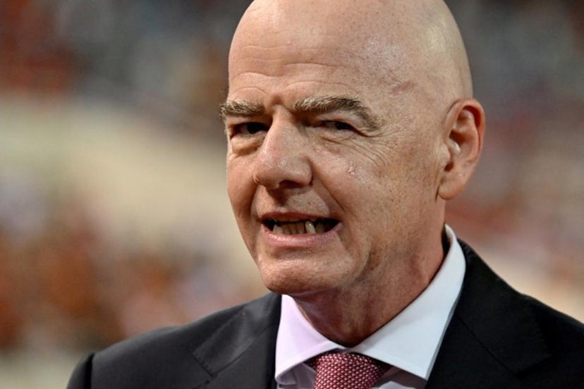 FIFA President Gianni Infantino looks on during the award ceremony at the end of the ASEAN Championship Cup 2026 final football match between Vietnam and Thailand in My Dinh National Stadium in Hanoi on August 26, 2026.  Nhac NGUYEN / AFP
