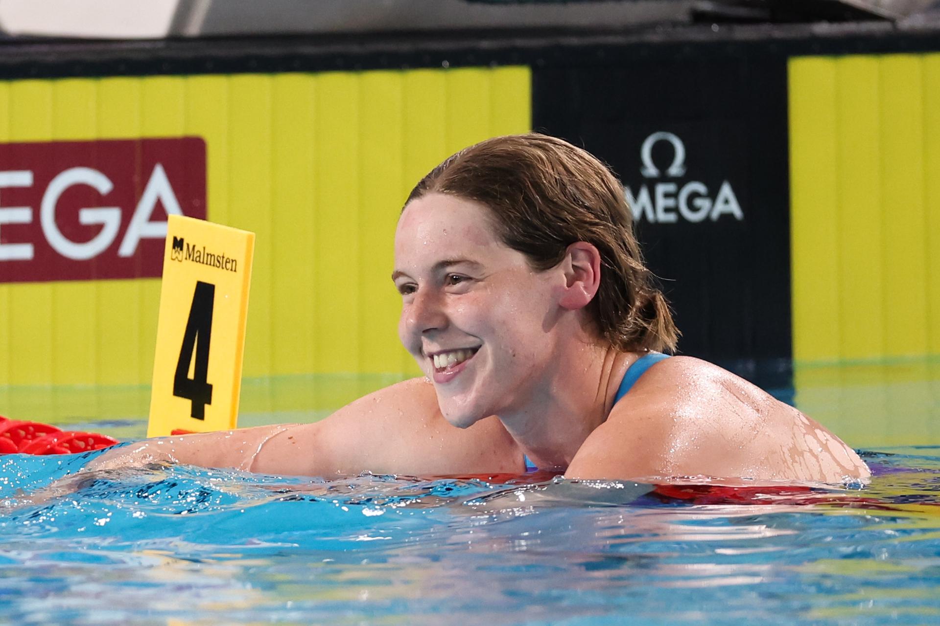 Belgian athlete Roos Vanotterdijk reacts during the final of the 50m women butterfly event at the European Aquatics Championships in Paris, France on Wednesday 12 August 2026. BELGA PHOTO VIRGINIE LEFOUR