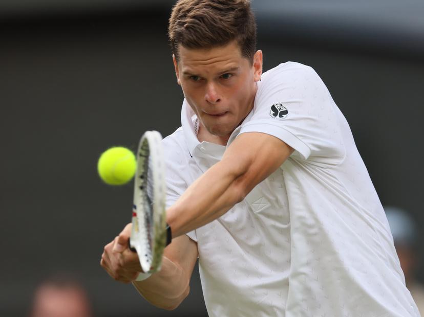 Belgian Alexander Blockx pictured in action during a first round game between Belgian Blockx and German Zverev in the Men's singles at the Wimbledon grand slam tennis tournament in London, Britain, Tuesday 30 June 2026.  BELGA PHOTO BENOIT DOPPAGNE