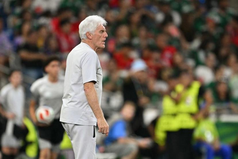 South Africa's Belgian head coach Hugo Broos watches from the touchline during the 2026 World Cup Group A football match between South Africa and South Korea at the Monterrey Stadium in Guadalupe, Mexico, on June 24, 2026.   Yuri CORTEZ / AFP