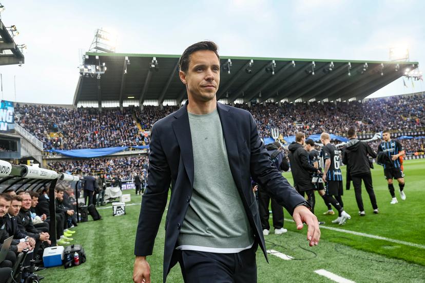 Union's head coach David Hubert pictured at the start of a game between Belgian soccer team Club Brugge KV and Royale Union Saint-Gilloise, Sunday 17 May 2026 in Brugge, on day 8 of the Champion's Play-Off (PO 1) competition of the Jupiler Pro League. BELGA PHOTO BRUNO FAHY