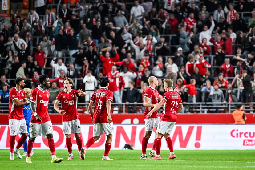 Antwerp's Michael Frey celebrates after scoring during a soccer match between Royal Antwerp FC and KRC Genk, Saturday 22 August 2026 in Antwerp, on day 3 of the 2026-2027 'Jupiler Pro League' first division of the Belgian championship. BELGA PHOTO TOM GOYVAERT