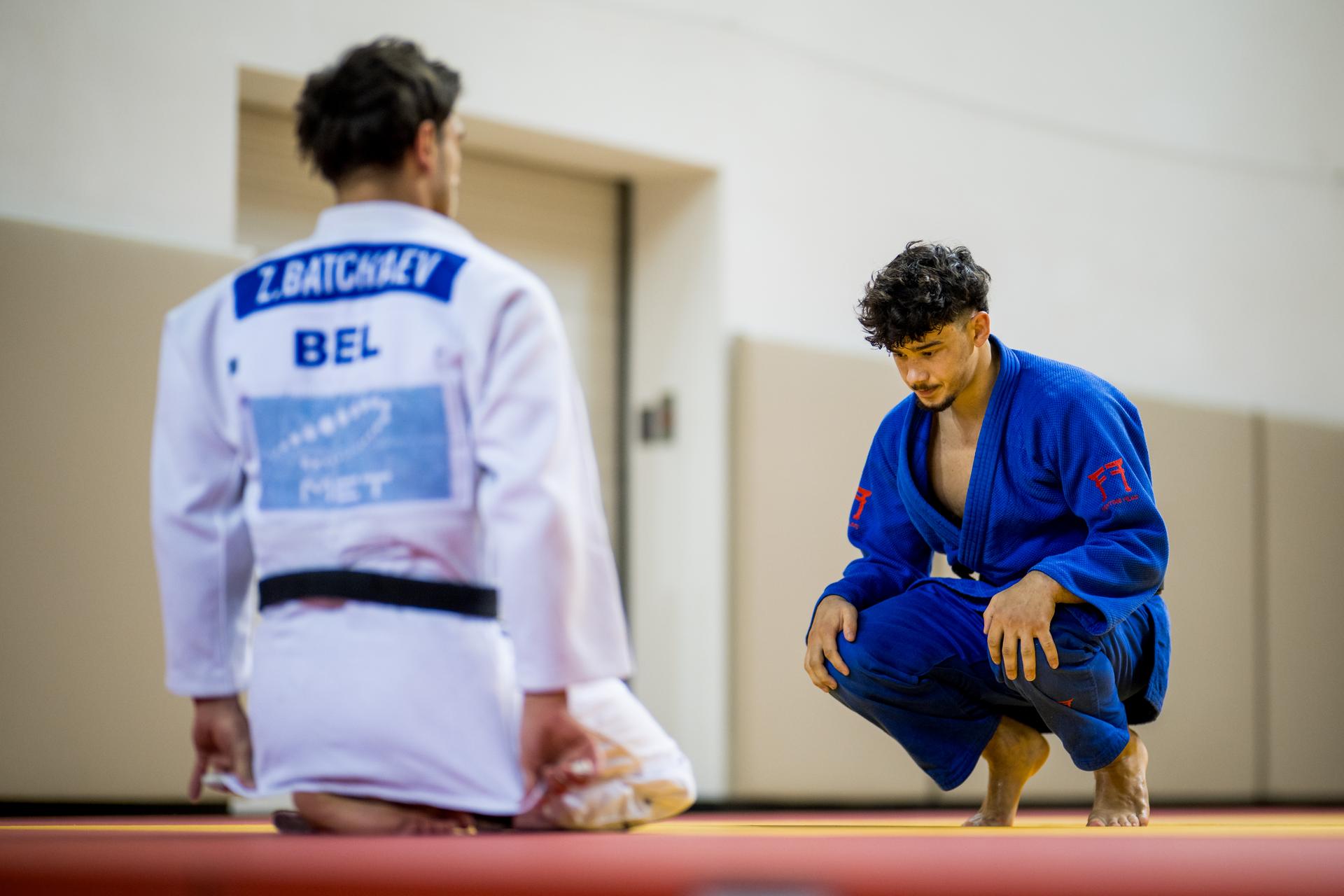 Athlete Zelemkhan Batchaev and Sparring Partner Ray Marinx pictured during the annual winter training camp of Team Belgium organized by the BOIC-COIB Belgian Olympic Committee, in Belek, Turkey, Monday 24 November 2025. The camp takes place from 19 to 26 November and focuses on the initial preparations for the 2028 Olympic Games in Los Angeles. BELGA PHOTO JASPER JACOBS
