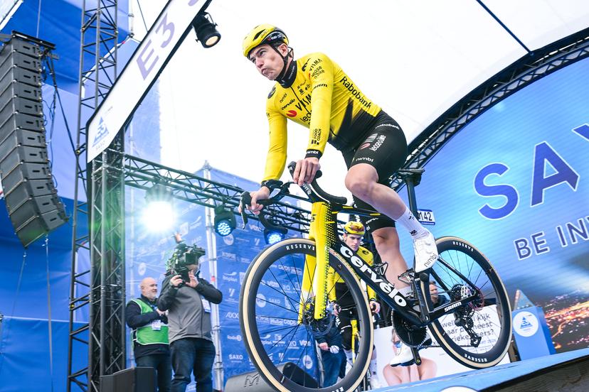Italian Edoardo Affini of Team Visma-Lease a Bike pictured at the start of the 'E3 Saxo Bank Classic' one day cycling race, 208,8km from and to Harelbeke, on Friday 27 March 2026. BELGA PHOTO DAVID PINTENS