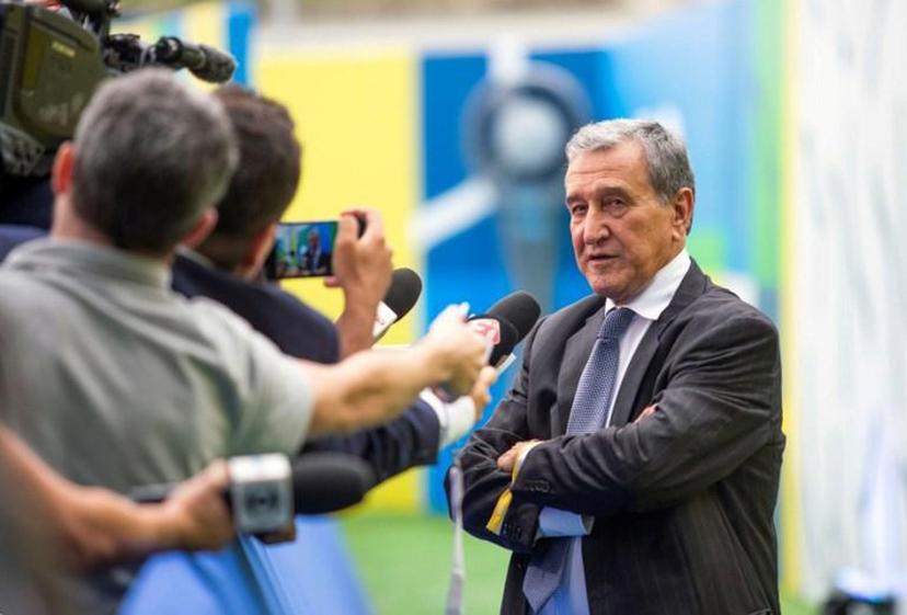 Former Brazilian national team coach and World Champion (1994) Carlos Alberto Parreira attends the inauguration ceremony of Brazilian Football Confederation (CBF) new president Rogerio Caboclo (out of frame), at the CBF headquarters in Barra da Tijuca, Rio de Janeiro, Brazil on April 9, 2019.   Douglas Shineidr / AFP