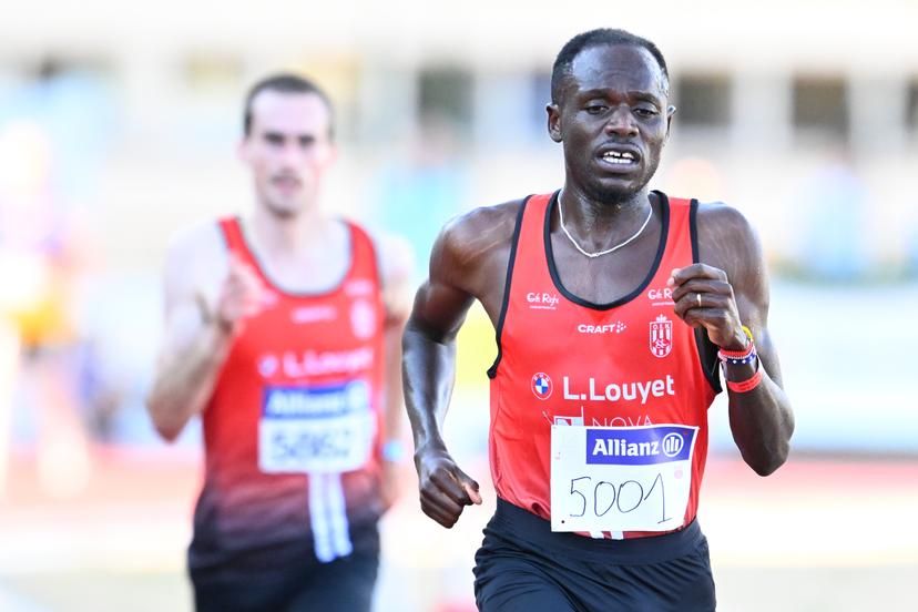 Belgian Isaac Kimeli pictured in action during the men's 5000m race, at the Belgian athletics championships, Sunday 26 July 2026 in Kessel-Lo, Leuven. BELGA PHOTO JILL DELSAUX
