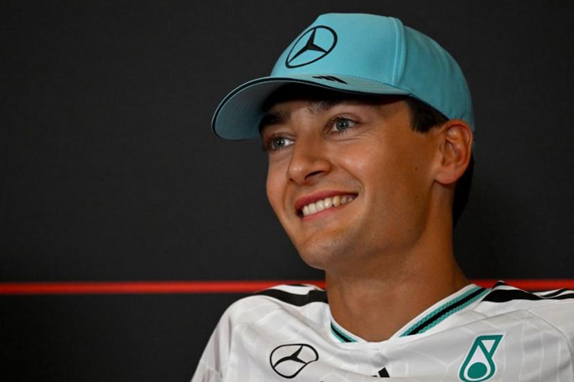 Mercedes' British driver George Russell attends a press conference at the Red Bull Ring race track in Spielberg, Austria, on June 25, 2026, ahead of the Formula One Austrian Grand Prix.   Andrej ISAKOVIC / AFP