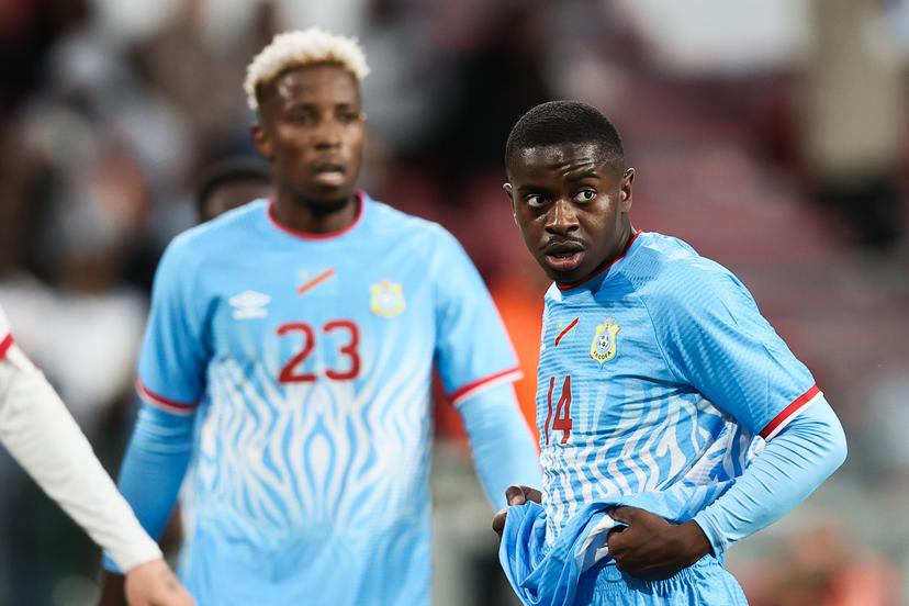 Congolese Noah Sadiki pictured during a friendly soccer game between the national teams of DR Congo and Denmark, Wednesday 03 June 2026 in Liege, in preparation of the upcoming the 2026 World Cup. BELGA PHOTO BRUNO FAHY
