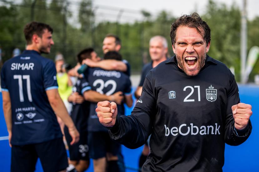 Oree's goalkeeper Vincent Vanasch celebrate after winning a hockey game between Royal Oree and Gantoise, Saturday 31 May 2025 in Gent, the finals of the men's Dr. Oetker Cup. Launched in the 2024-2025 season, the new Dr. Oetker Hockey Cup brings together all teams playing in the Belgian League, regardless of their division. BELGA PHOTO JASPER JACOBS