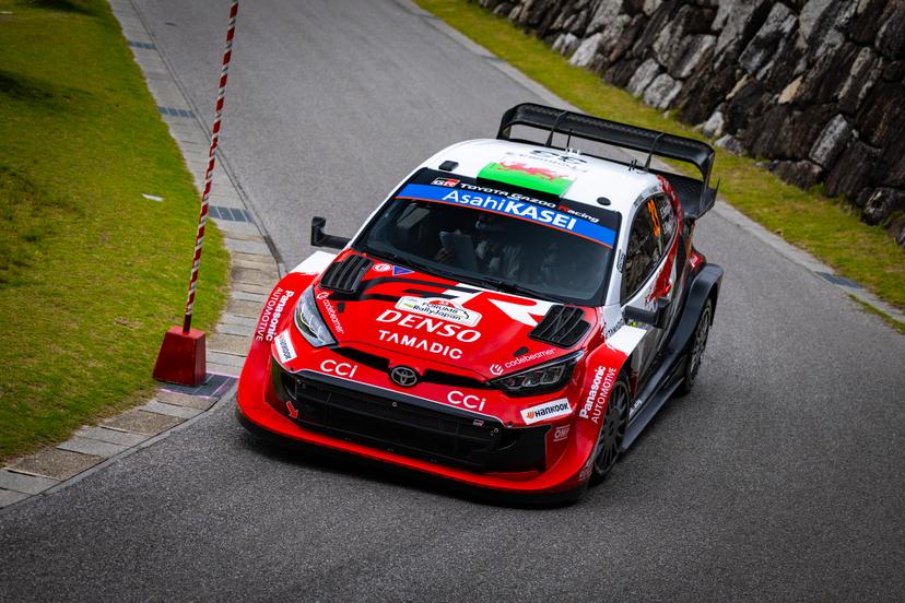 ATTENTION EDITORS - HAND OUT PICTURES - EDITORIAL USE ONLY - MANDATORY CREDIT 'TOYOTA GAZOO'  This handout picture, distributed by Eric Dupain, shows Elfyn Evans and Scott Martin in action during the Shakedown event of the Rally Japan WRC event in Toyota City, Japan.  PHOTO HANDOUT HANDOUT TOYOTA GAZOO  *** Belga and Belga Editorial Board decline all responsibility regarding the content of this picture. ***