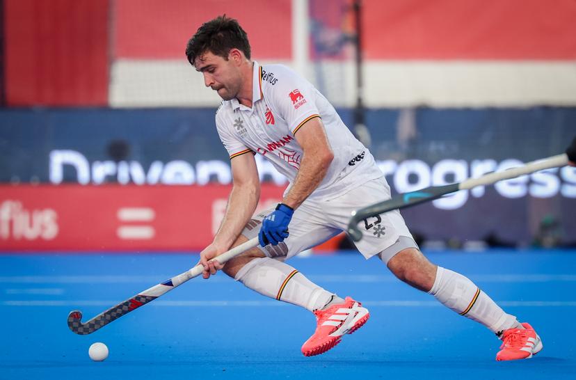 Belgium's Arthur de Sloover pictured in action during a hockey game between Belgian national team Red Lions and Netherlands, Wednesday 24 June 2026 in Wavre, match 13/16 in the group stage of the men's FIH Pro League competition. BELGA PHOTO VIRGINIE LEFOUR