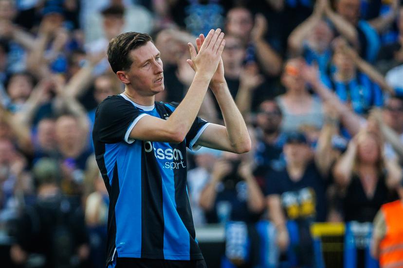 Club's Hans Vanaken celebrates during a game between Belgian soccer team Club Brugge KV and KAA Gent, Sunday 24 May 2026 in Brugge, on the last day of the Champion's Play-offs of the 2025-2026 'Jupiler Pro League' first division of the Belgian championship. BELGA PHOTO KURT DESPLENTER