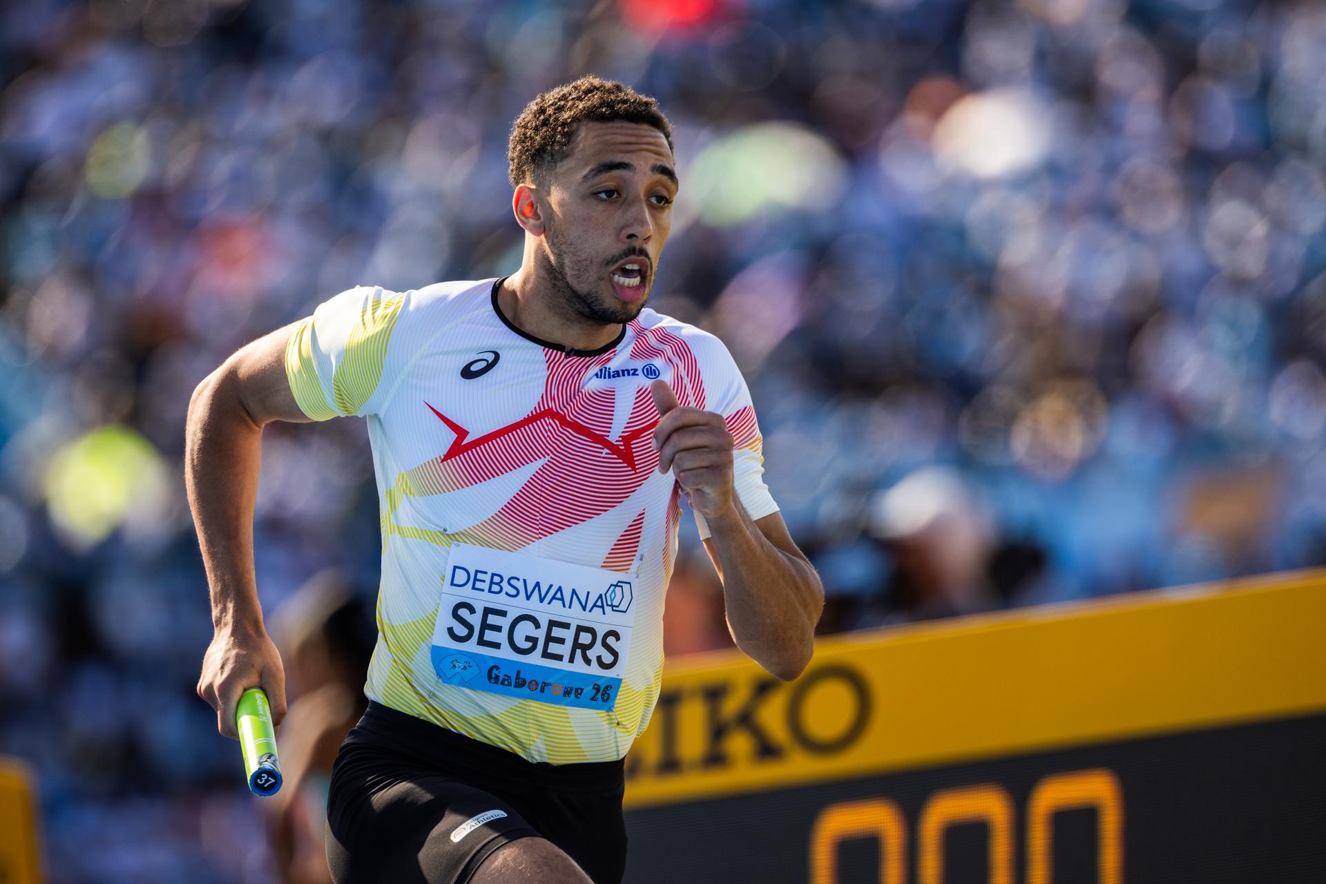 Belgian Daniel Segers pictured at the Mixed 4x400m relay at the IAAF World Athletics Relays, Sunday 03 May 2026, in Gaborone, Botswana. BELGA PHOTO NIKOLA KRSTIC