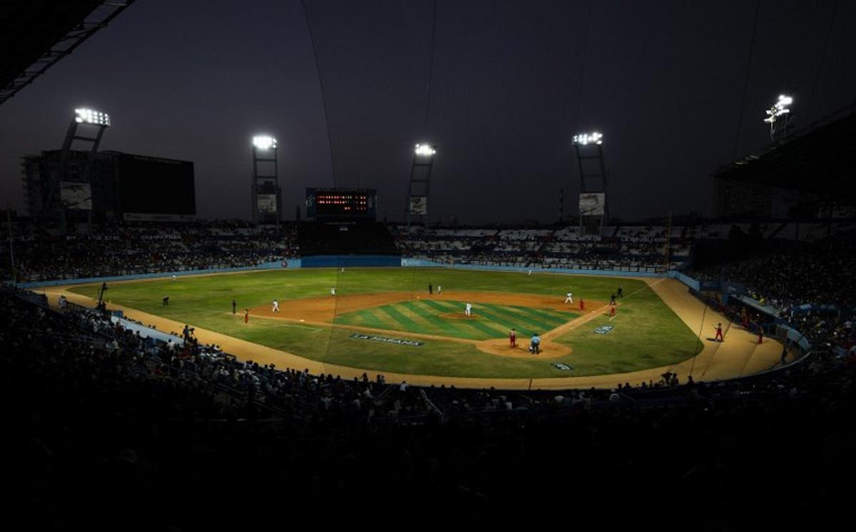 View of Havana's Latin American Stadium during Game 3 of the 62nd National Baseball Series final between Las Tunas and Industriales on August 10, 2023.  YAMIL LAGE / AFP